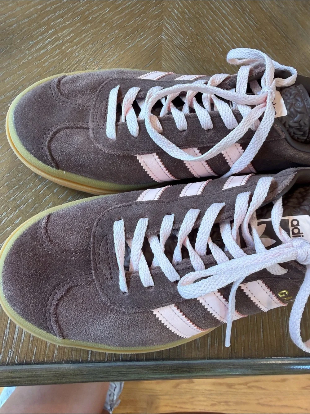 Adidas Gazelle Suede Platform Sneakers in Brown and Pink - Picture 8 of 10